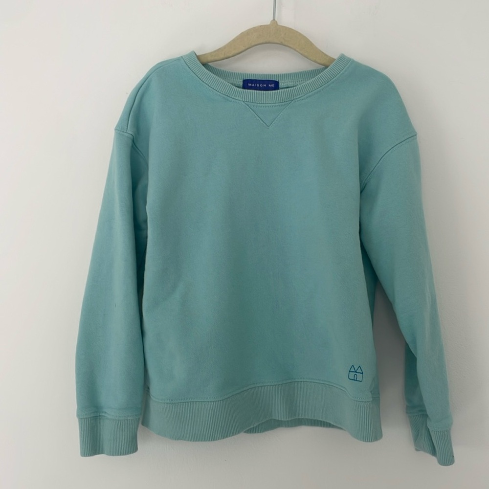 Maison Me Turquoise Blue Basic Crew Neck Sweater Pullover Size 5-6 Years